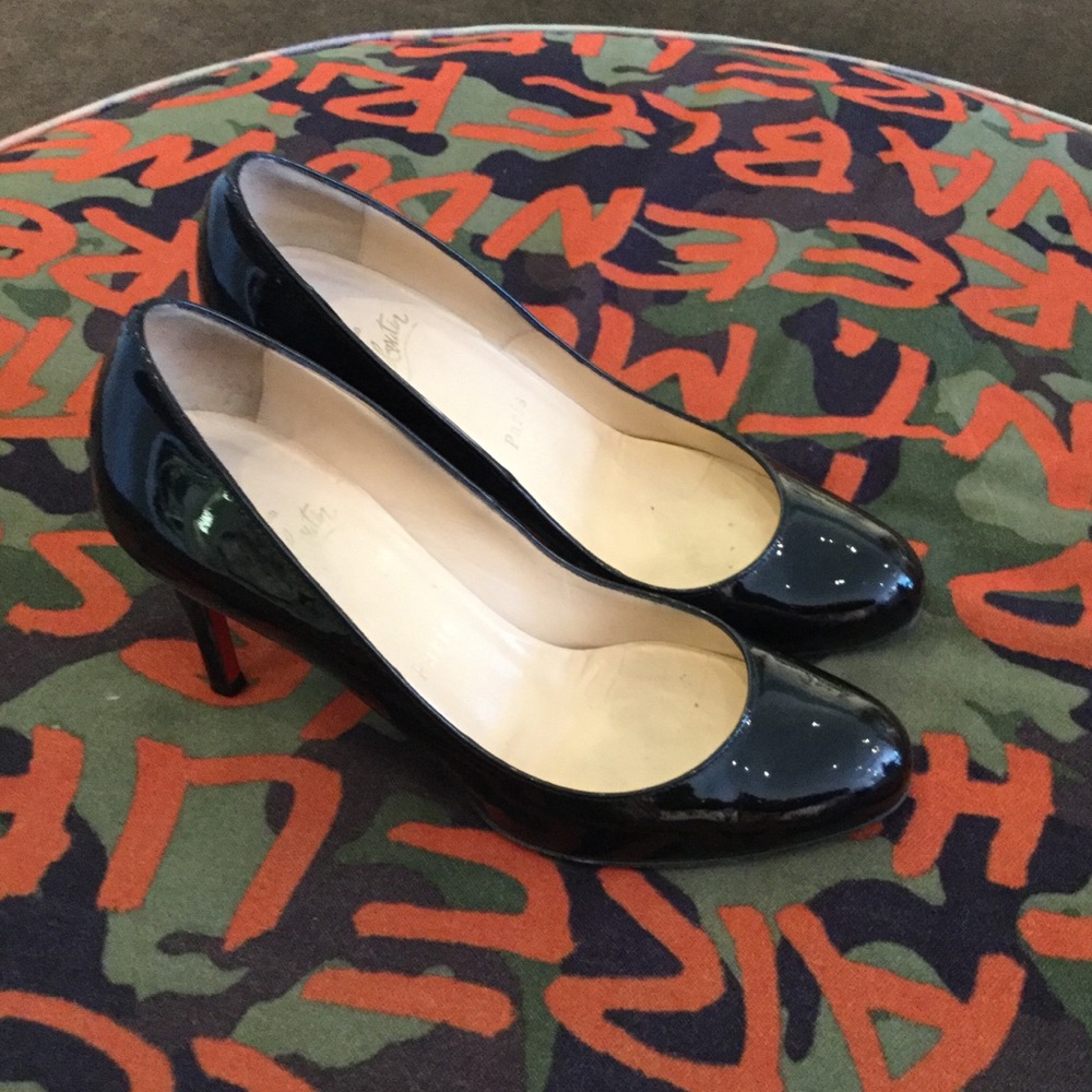 Christian Louboutin Simple Black Patent Pumps